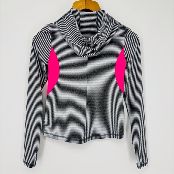 90 Degree by Reflex Grey & White Striped Girls' Hoodie with Pink Accents, 10 - Picture 4 of 13